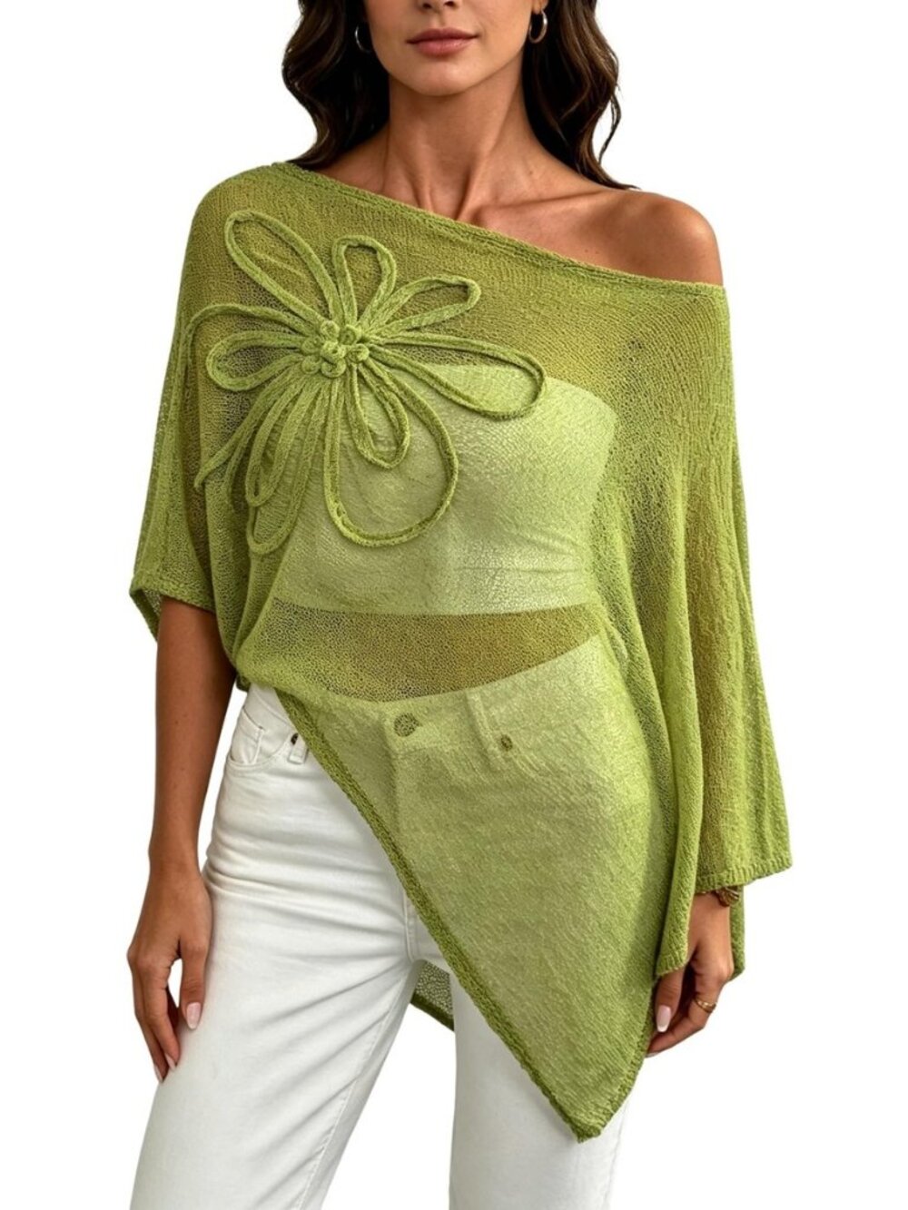Women's Plus Size Off The Shoulder Sheer Poncho Top Fall Fashion